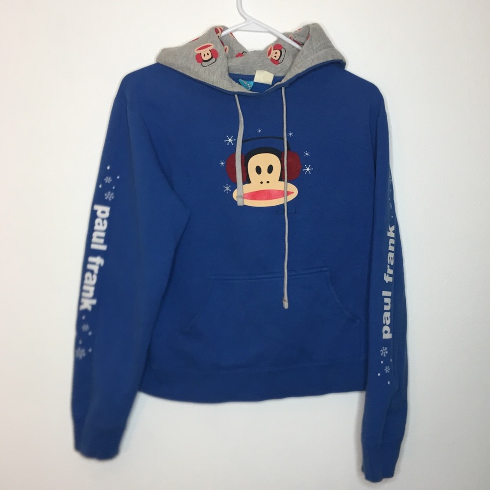 Paul Franke Vintage Hoodie Blue Snowflakes Large
